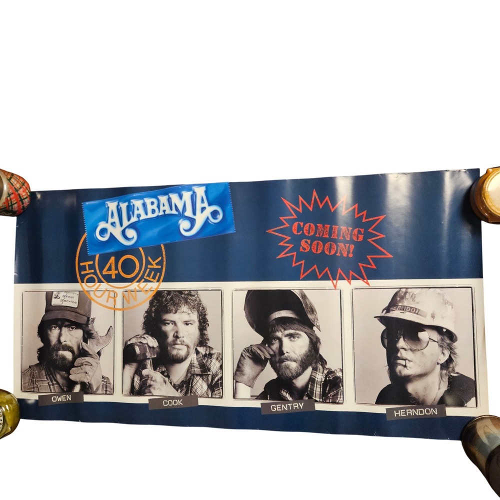 Alabama 40 Hour Week Vintage‎ 1985 Promo Banner Poster 20x39 RCA Records Country
